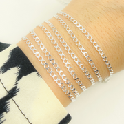 Z88SS. Sterling Silver Miami Flat Curb Link Chain